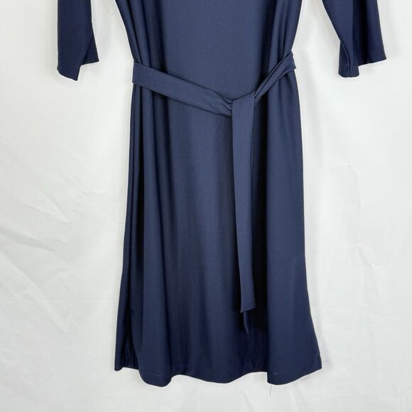 Vintage Antthony Richards Women Navy Blue Midi Dress Tie Waist Size 12 - Picture 12 of 14